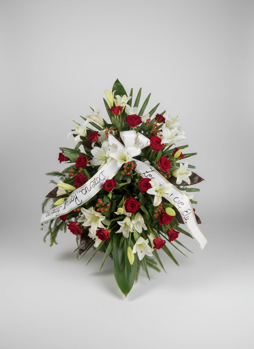 Pół-Wieniec Pogrzebowy Czerwono-Zółty