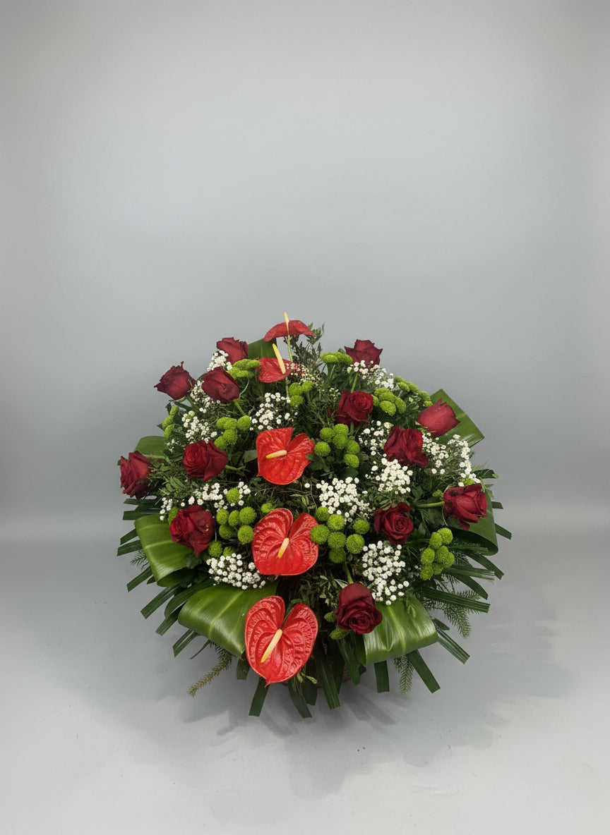 Pół-Wieniec Pogrzebowy czerwone róże