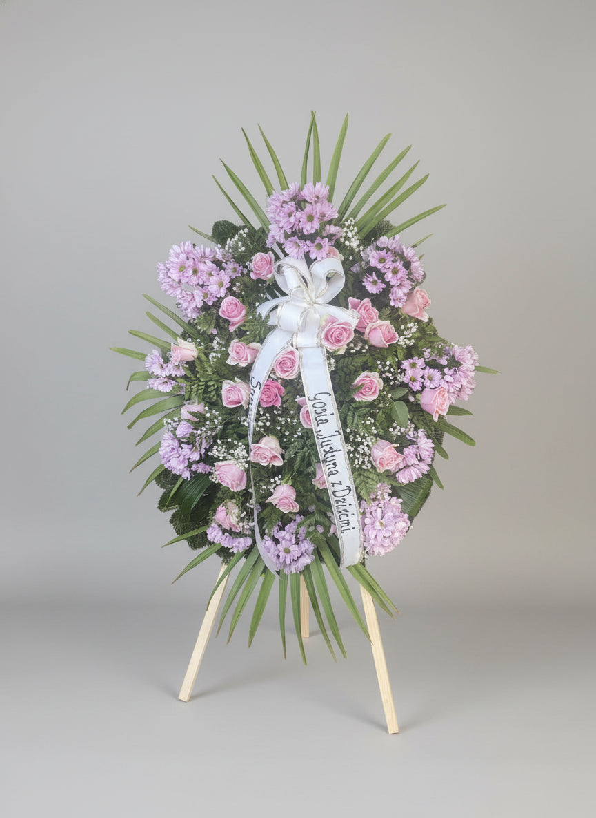 Elegancki Wieniec Pogrzebowy Różowo-Liliowy